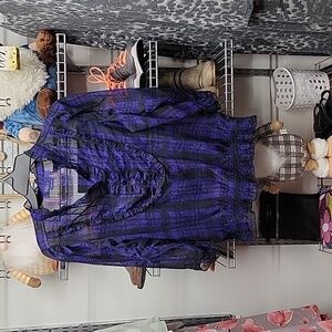 Miley Cyrus Max Azria Purple Plaid Blouse Size Large
